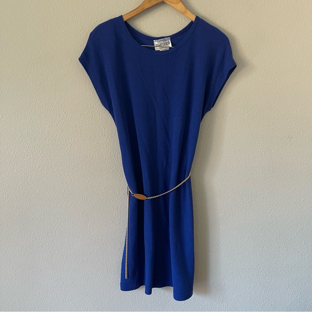 Vintage Y2K Cobalt Blue Royal Blue Gold Chain Dress Size 12